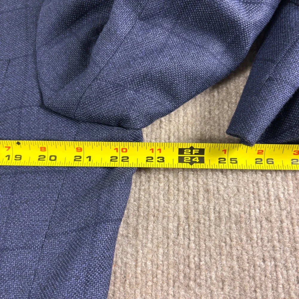 Ermenegidlo Zegna Navy Blue Windowpane Plaid Wool Mila Blazer Sz EU 54L / US 44L